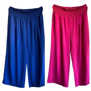 Bundle of 2 Pair Stretchy Apartment Pants Hot Pink Royal Blue 3XL
